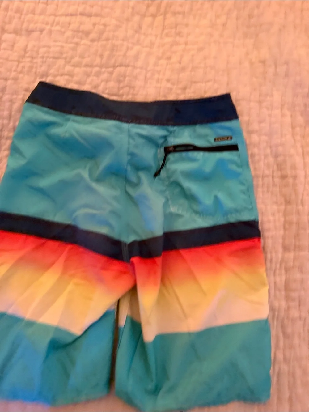 Quiksilver Turquoise Boardshorts with Sunset Stripe